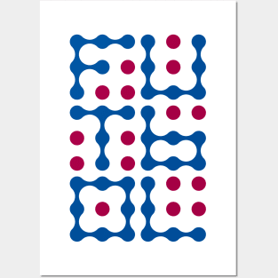 Futbol Metaballs Typography (Blue Red) Posters and Art